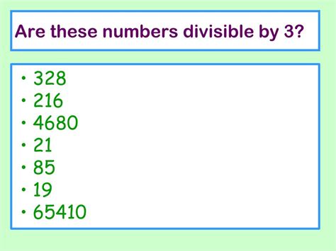numbers divisible by 3|numbers divisible by three.